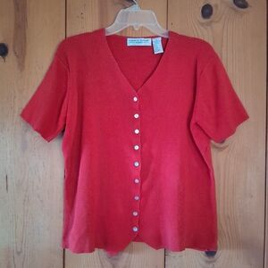 Carolyn Taylor Woman Knit VNeck Button Down Top